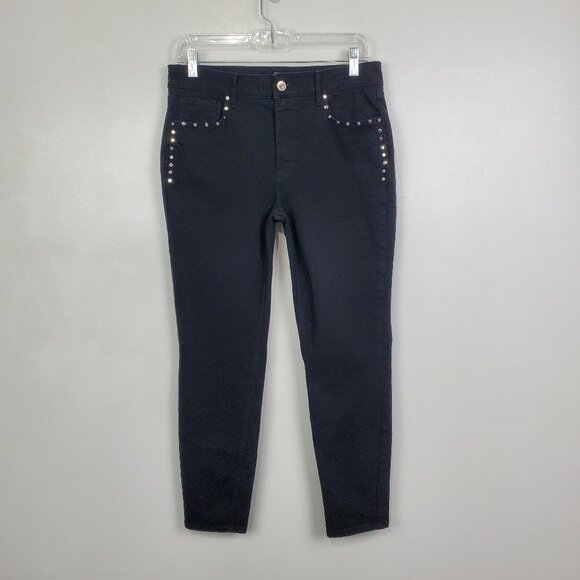 WHBM The Sculpt Jeans Black with Stud Detail Skinny Ankle High Rise Size 8 - Picture 1 of 12